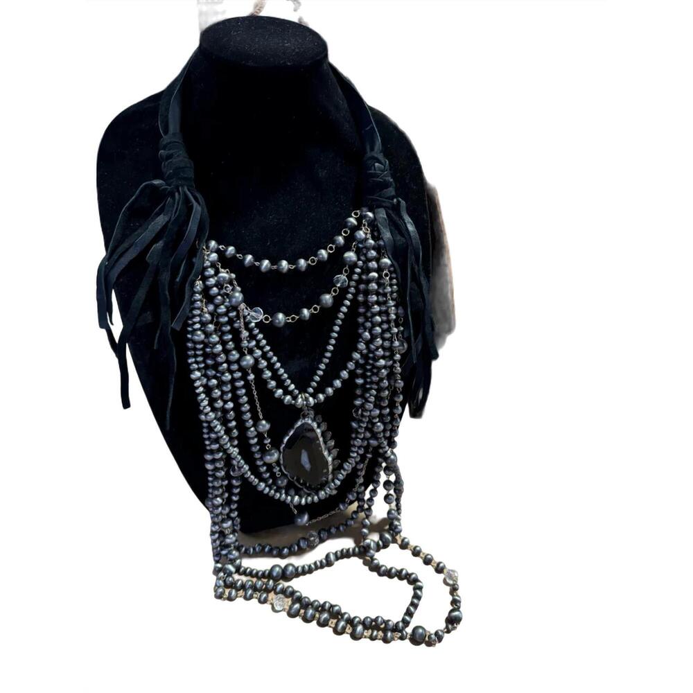 NEW ART BY AMY LABBE navajo pearl necklace in dark stone